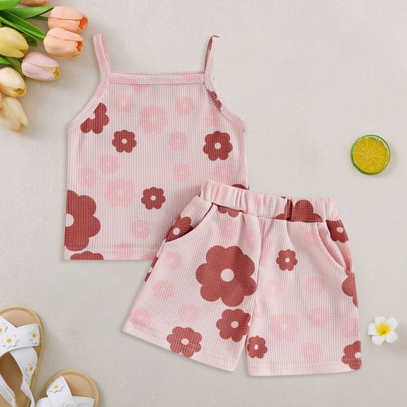 Baby Girl Summer Clothes Spaghetti Strap Sleeveless Romper Bodysuit Ruffle Bloomers Shorts Infant Toddler 3 Pcs Outfits with Bow Headband 3 6 12 18 24 Mont