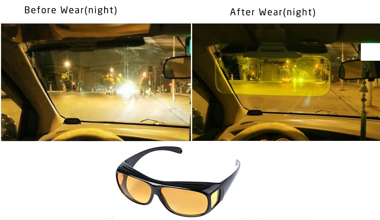Night Vision Driving Sunglasses Anti Glare HD Glasses Eyeglasses Cycling Goggles 