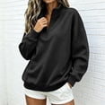 thumbnail image 5 of Horkkom Quarter Zip Pullover Women Casual Loose Soft Tops Oversized Fall Winter Sweatshirt XL, 5 of 6