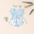 thumbnail image 2 of JUMEYU Baby Clothes Unisex Baby Girls Birthday Outfit Sqaure Neck Ruffle Sleeve Tulle Tutu Romper Dress with Bow Headband 0 3 6 9 12 18 24 Months (Sky Blue,6-12 Months), 2 of 6
