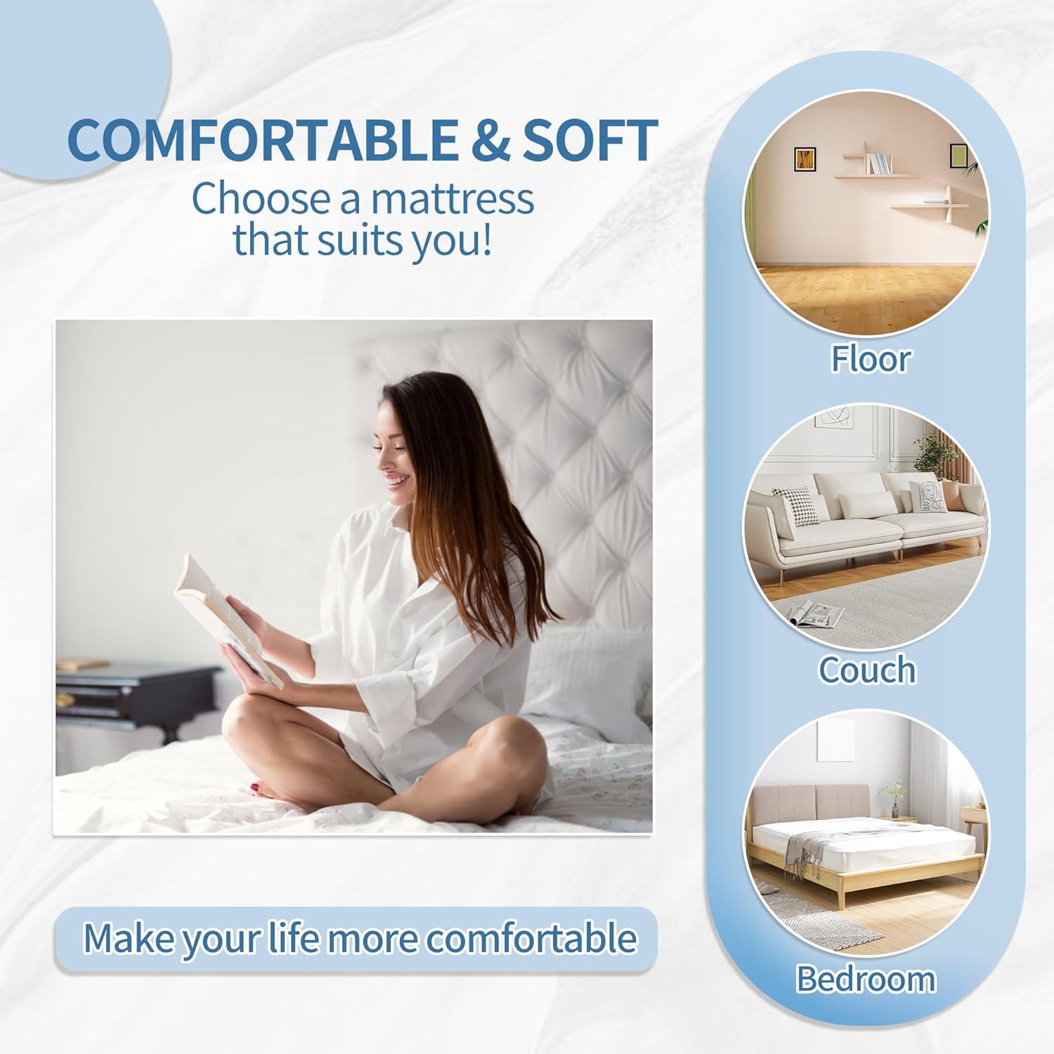BIQWBIC 12 Inch Twin Mattress, Innerspring Mattress with Bamboo Charcoal Gel Memory Foam - CertiPUR-US Certified, Medium Firm Hybrid Bed-in-a-Box for Pressure Relief & Cool Sleep