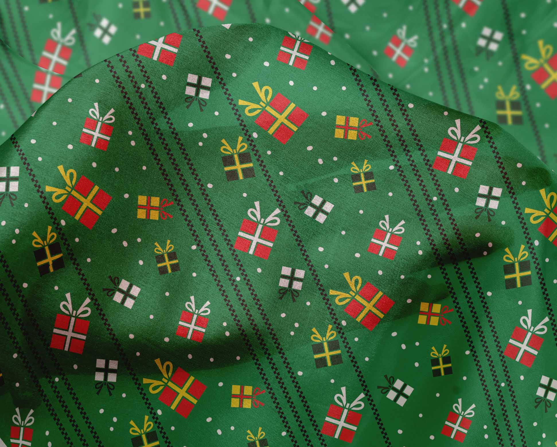 oneOone Silk Tabby Green Fabric Merry Christmas Sewing Material Print Fabric By The Yard 42 Inch Wide-13Z