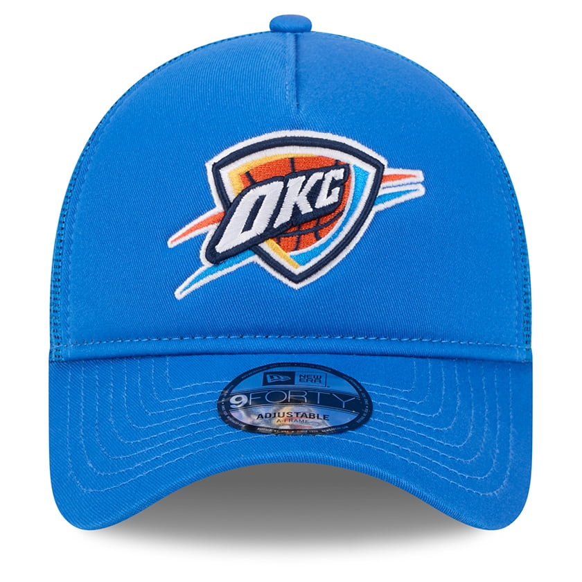 Men's New Era Blue Oklahoma City Thunder Core Logo Foam Front A-Frame 9FORTY Adjustable Trucker Hat