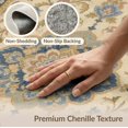 thumbnail image 5 of ODIKA 3'x5' Navy Blue Elegance with Taupe Floral Washable Accent Rug Intricate Blossom Motifs and Ornate Border Design for Bedside, Nursery Room, Pet Friendly & Non-Shedding, 5 of 6