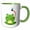 Green/White, variant on 3drose, Goofy Frog Catching a Fly Funny Animal Cartoon, 11oz Two-tone Green Mug