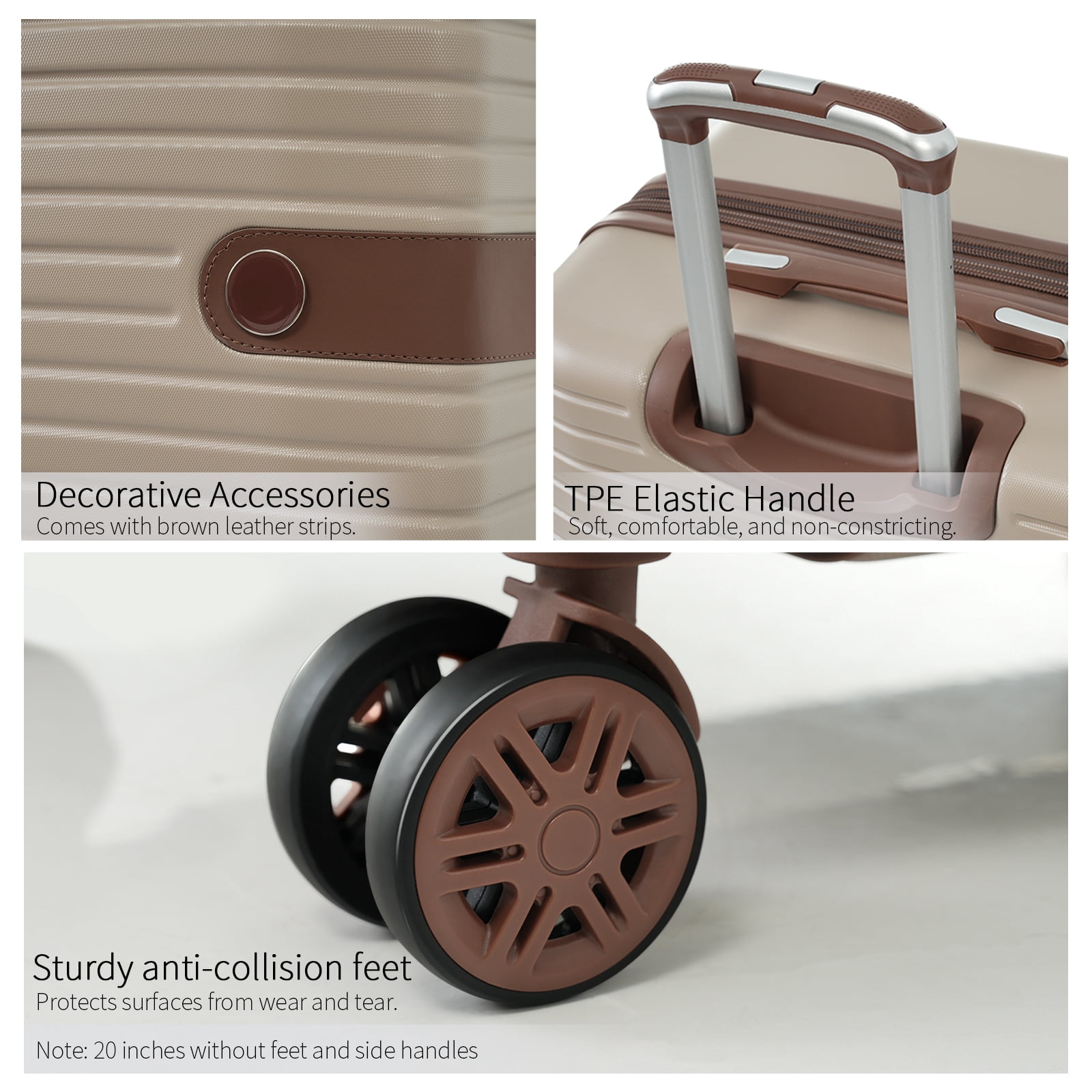 4-Piece Luggage Set, 16"20"24"28", ABS Hard Shell, TSA Lock, 360° Spinner Wheels, Packing Boxes