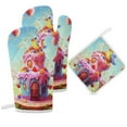 thumbnail image 6 of Cartoon Birthday Cake Heat Resistant Microwave Oven Gloves Set for BBQ Baking Grilling,Baking Gifts Cooks for Women,Housewarming Gifts for New Home, 6 of 6