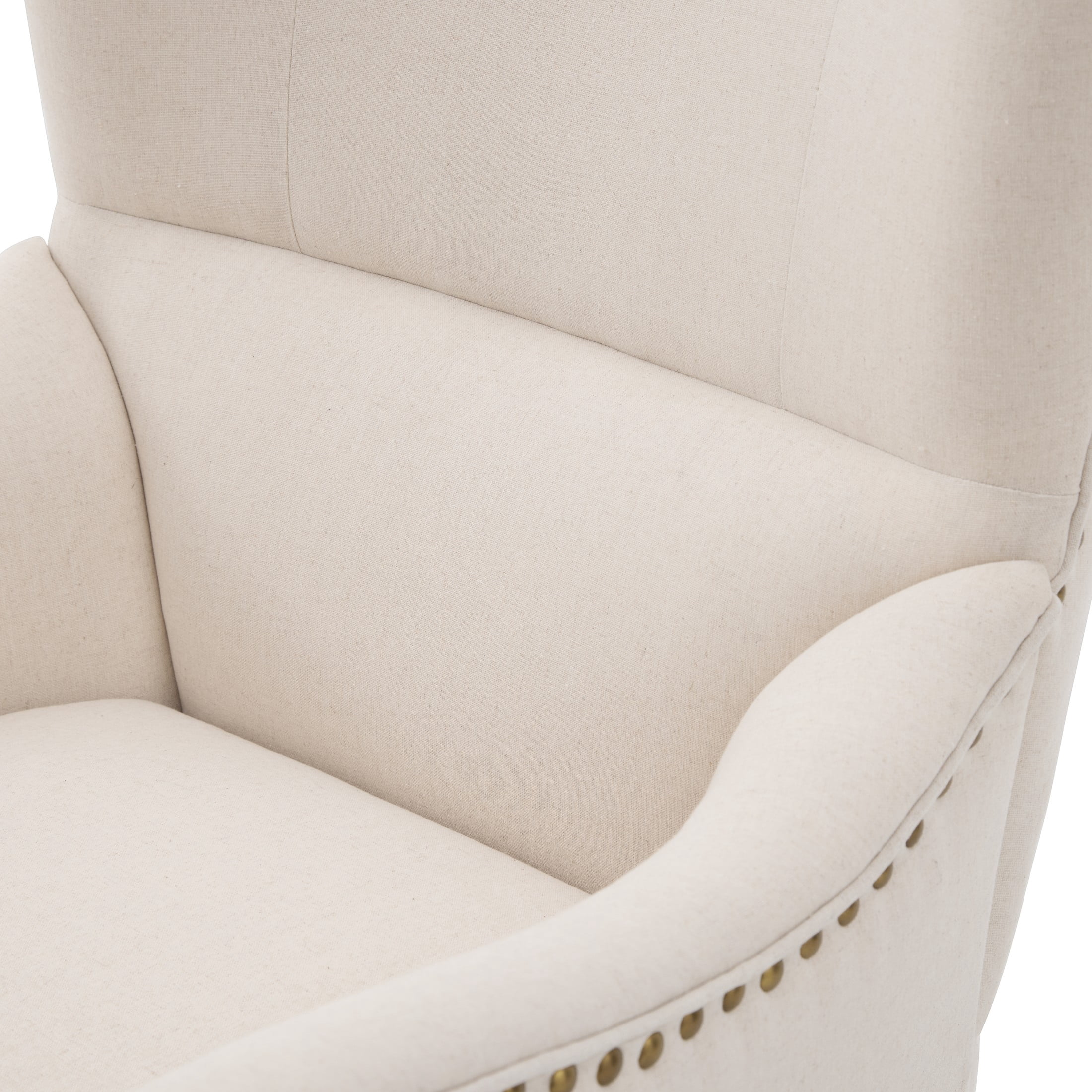 Christopher Knight Home Vintage Lounge Chair and Ottoman Set, Curved Backrest Accent Armchair with Nailhead Trim, Beige