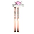 thumbnail image 3 of Clara Pucci 18K Rose/White Gold Round Cut 1Ct Simulated Pink Diamond Engagement Ring + Matching Band - Luxury Box Included, 3 of 7