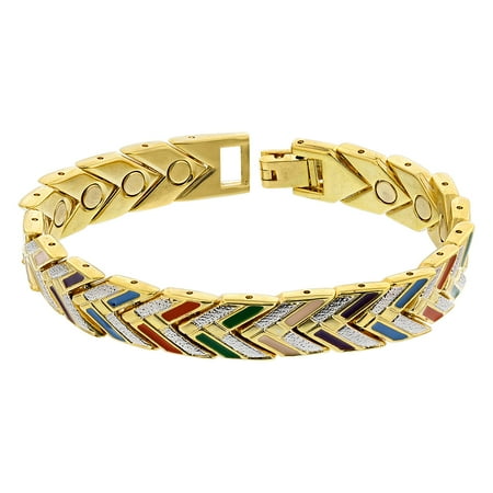 Link Magnetic Clasp Bracelet - Gem Avenue Magnetic Link 0.25 Inch Multicolor 1/4 inch Therapy Bracelet 7.5