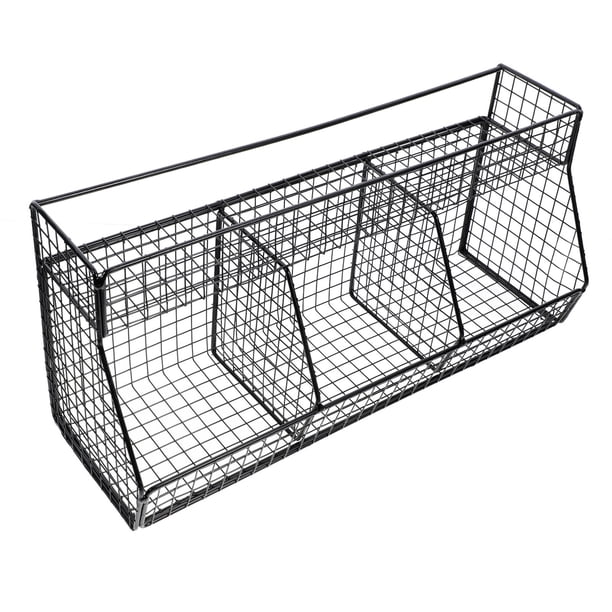 BESTYASH Canasta Metálica De Pared Para Cocina Organizador De Y Verduras Color Negro