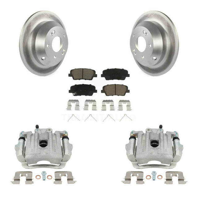 Transit Auto Rear Disc Brake Caliper Coated Rotors and Ceramic Pads Kit for Car 2014-2015 Kia Sorento with Red Painted Calipers KCG-100308C