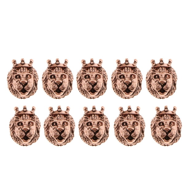 10 Unids de Colgantes Cabeza de León Puede Usar Colgante de Collar, Material Aleación Rose Golden Macarena Colgantes de cabeza de león