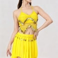 thumbnail image 6 of Kctiaxy Built in Bra Tank Top for Women Spaghetti Strap Fringe Summer Tops V-Neck Sleeveless Sparkly Belly Crop Tank Blouse for Dance Party, 6 of 8