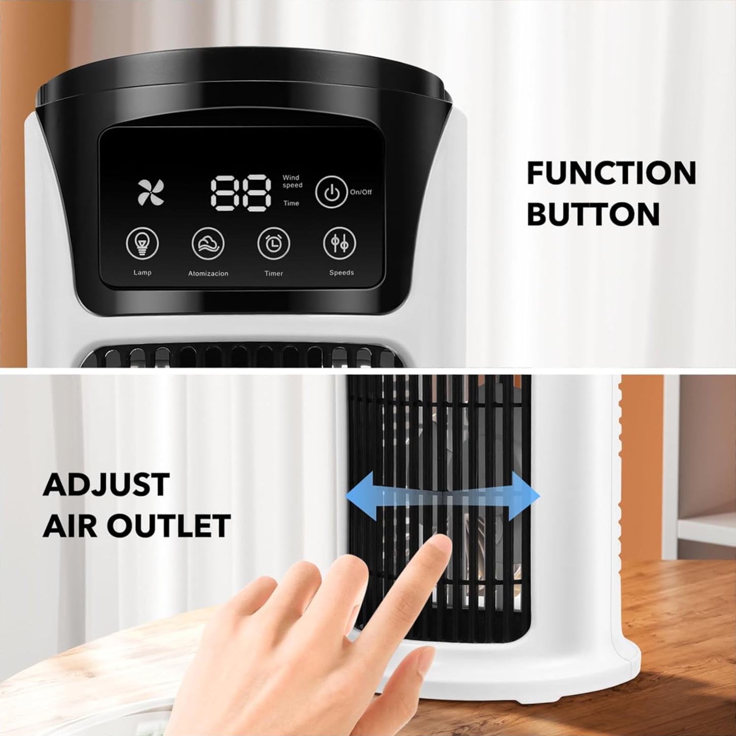 HAOTUTOYS Portable Air Conditioner Humidifier Atmosphere Light Fan USB Cooler Air Conditioner, 3 In 1 Function, Office Household Essential Cooler USB Portable Air Conditioner USB Fan