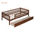 thumbnail image 7 of Holaki Twin Size Wood Bed with Guardrails and 2 Storage Drawers for Kids, Walnut, 7 of 7