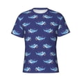 thumbnail image 4 of Vsdgher Party Shark Cute Print Men's Dry Fit Mesh Athletic Shirts Moisture Wicking Tennis T-Shirt Tops, 4 of 9