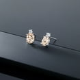 thumbnail image 4 of Gem Stone King 14k White Gold Peach Morganite and White Topaz Earrings for Women (2.16Cttw, GemstoneOctober Birthstone, Oval 8X6MM, Round 2.5MM), 4 of 5