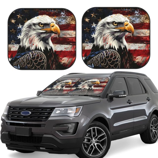 Fotbe Retro American Eagle A Juego de 2 Piezas de Parasoles para Parabrisas | Bloqueador Solar para Auto | Accesorios Plegables para Protección Solar Interior-Large