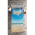 thumbnail image 2 of Ambesonne Hawaii Quilted Coverlet 2 Pcs, Tropic Sea Sky Scenery, Twin Size, Cream Blue, 2 of 2