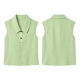 thumbnail image 4 of VBVC Women's Sleeveless Peter Pan Collar Shirt, Ladies' Breathable Button Down Tank Top, Casual Solid Color V-Neck Blouse For Women,Green,S-3XL, 4 of 7