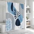 thumbnail image 5 of Polyester Fabric Blue Bohogeometric Shower Curtain, Bohemia Ethnic Abstract Lines Leaf Waterproof Bathtub Curtain Bathroom Decor Set with Hooks 72 x 72 Inches, 5 of 6
