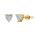 thumbnail image 2 of 1.0 Ct Heart Cut Studs White Sapphire 18K Yellow Solid Solid Gold Everyday Dainty Earrings Push Back, 2 of 7