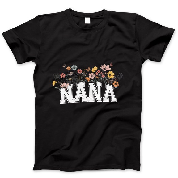 Nana Wildflower Graphic Tee - Women's Floral Grandmother T-Shirt, Cute Nana Gift, Family Apparel with Flower Shirt