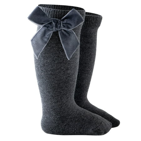 

Baby Boys Girls Socks Kids Solid Knee-High Stockings Mid-Calf Length Princess Socks