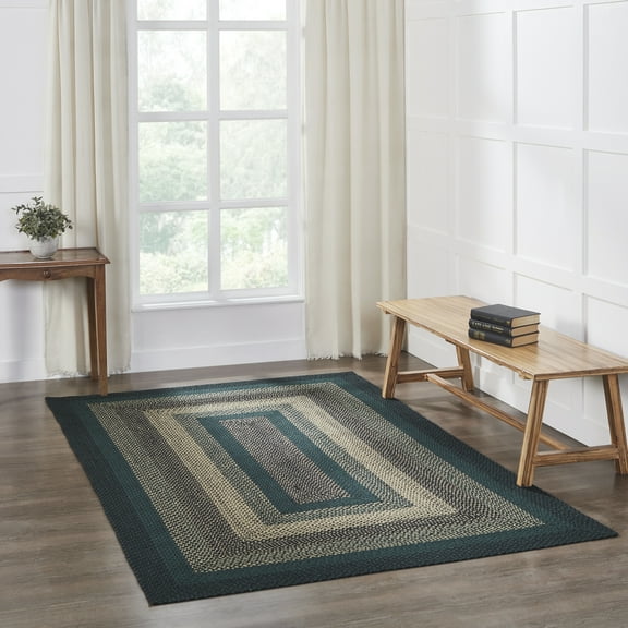 VHC Brands Pine Grove, Braided Jute Rug, Non-Skid Pad, Area Rug, Rectangle, Green, 60x96