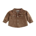 thumbnail image 1 of Veste en Jean pour Garçons Bébé Enfants Marron Col Rabattu Manches Longues Boutonnée Veste en Denim, 1 of 6