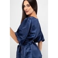 thumbnail image 4 of Blusa satin azul manga bomba AMAD Casual para mujer Talla S, 4 of 5