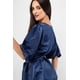 thumbnail image 4 of Blusa satin azul manga bomba AMAD Casual para mujer Talla S, 4 of 5