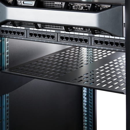 StarTech.com 2U Server Rack Shelf - Universal Vented Rack Mount Cantilever Tray for 19 Network Equipment Rack & Cabinet - Heavy Duty Steel - Weight Capacity 50lb/23kg - 22 Deep Shelf