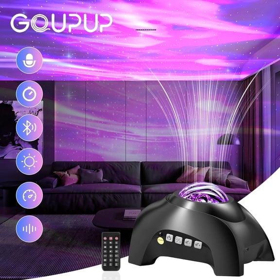 GUPUP Star Projector,Galaxy Aurora Projector Light with Remote,Bluetooth speaker and White Noises Night Light for Kids