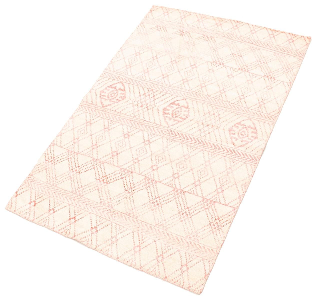 ECARPETGALLERY 4'10" x 7'9" Geometric La Seda Hand-knotted Area Rug for Living Room, Dining Room and Bedroom in Ivory