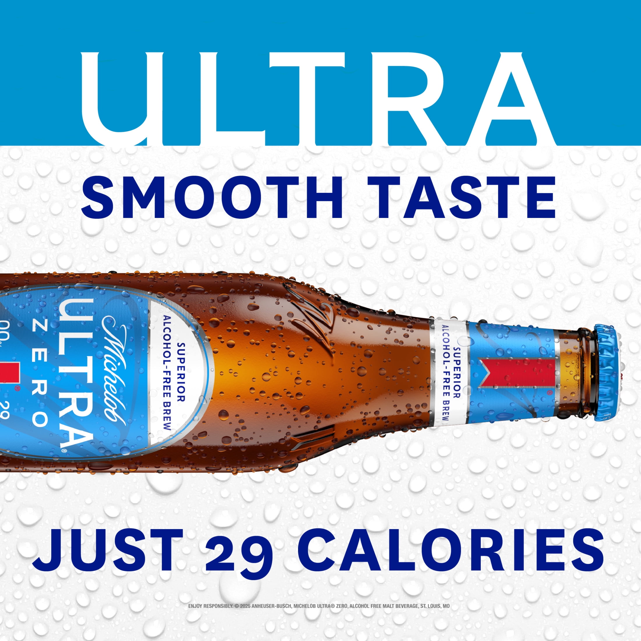 Michelob Ultra ZERO Non-alcoholic American Lager Beer 6 pack 12 fl oz Glass Bottles, 0% ABV