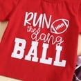 thumbnail image 6 of Okbabeha Toddler Baby Girl Football Outfits Letter Short Sleeve Football Shirt Top+Bell Bottoms Flare Pants Clothes Set, 6 of 8