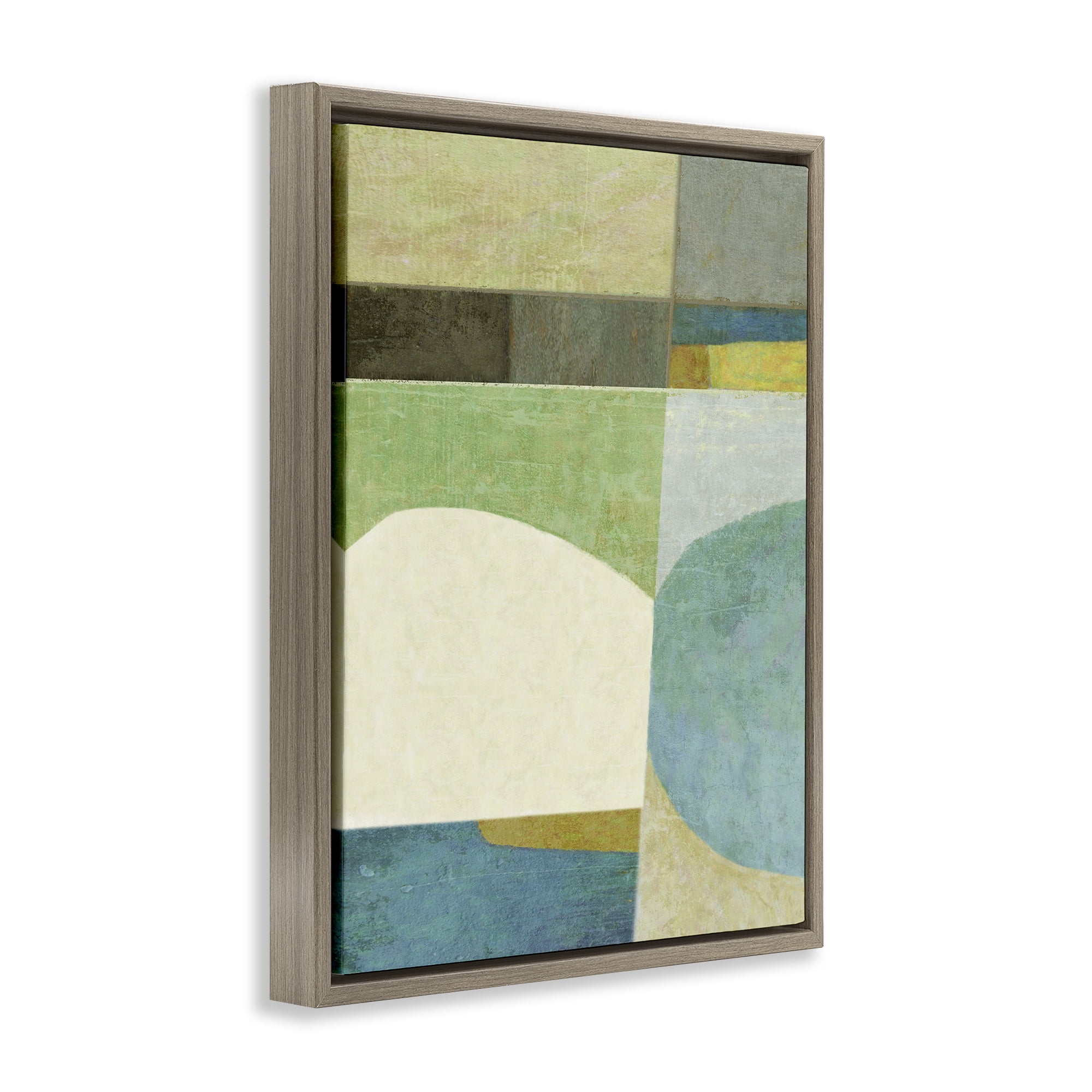 Stupell Industries Subtle Shapes Collage Abstract Painting Brown Floater Framed Canvas Art Print Wall Art, 17 x 21
