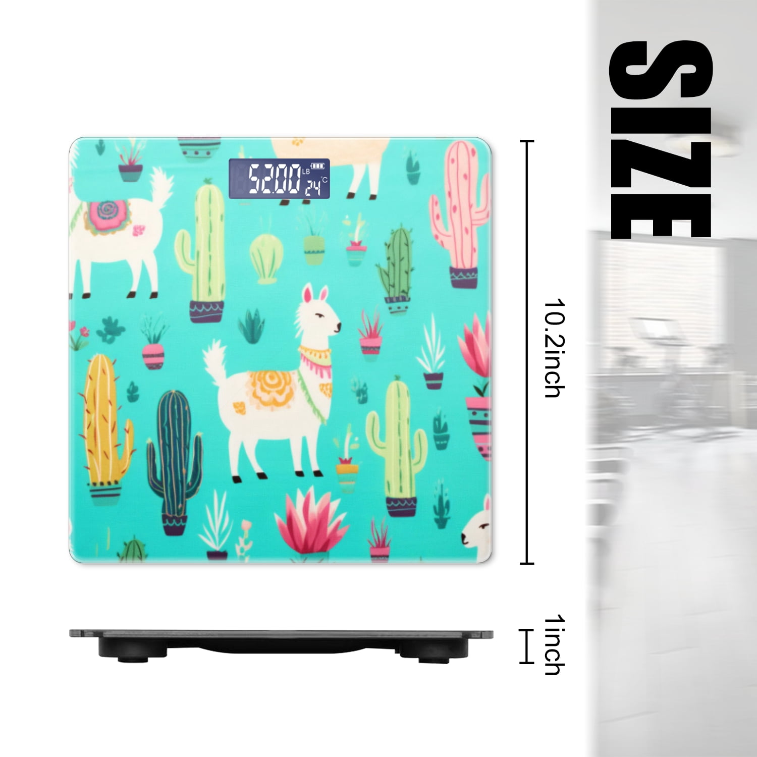 High Precision Body Weight Scale Smart Bathroom Scales with Large LCD Display(400lbs),Decorative for Bedroom-Cute All-Over Precipitation Design Turquoise Background