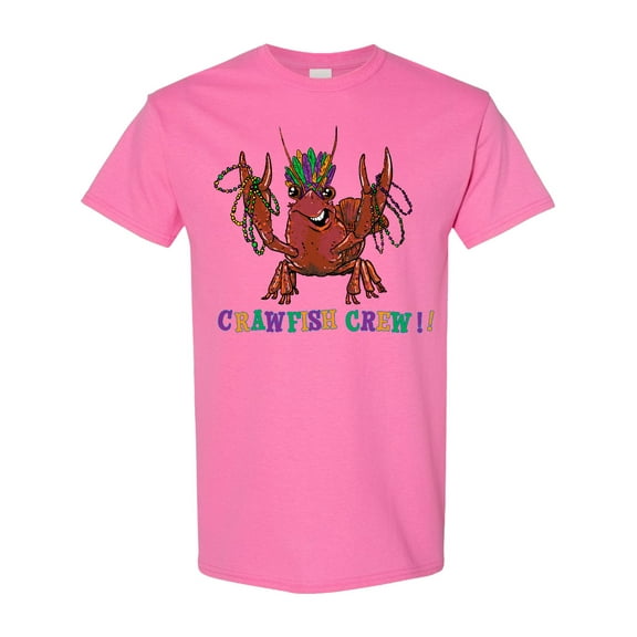 Inktastic Crawfish Crew Mardi Gras Crayfish with Beads T-Shirt