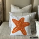 thumbnail image 2 of Funda de almohada blanca hecha a mano de 40 x 40 cm (16 x 16 pulgadas), de lino, con criaturas marinas, estrellas de mar, cuentas, estilo playero, decorativa, con cremallera - Starfish Makeover, 2 of 8