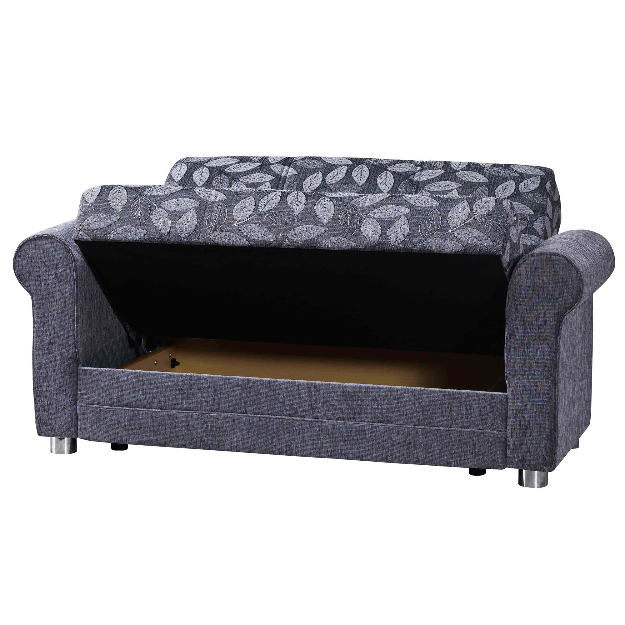 Ottomanson Convertible Sleeper Loveseat with Hidden Storage, Firm Seating, Gray