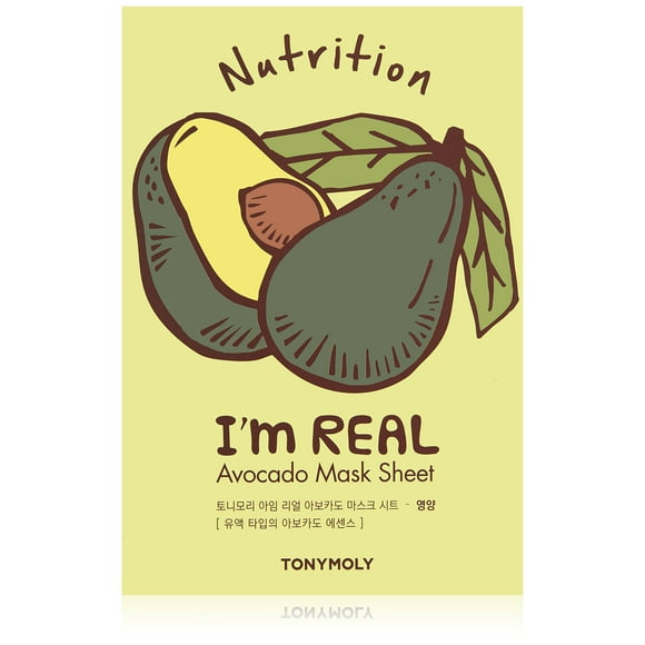 Tonymoly I'M Real Mascarilla en hoja de aguacate, 10 unidades (paquete de 1)