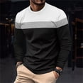 thumbnail image 2 of Mens Long Sleeve Shirt Soft Casual Full Sleeves Crew Neck Tee Color Block Striped Design Relaxed Sweatshirt, 2 of 6