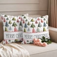 thumbnail image 2 of Christmas Outdoor Waterproof Pillow Covers, Winter Watercolor Xmas Pine Trees Decorative Square Throw Pillowcase Sofa Cushion Sham for Patio/Couch/Chair, 26"x26" 2 Pack, 2 of 8