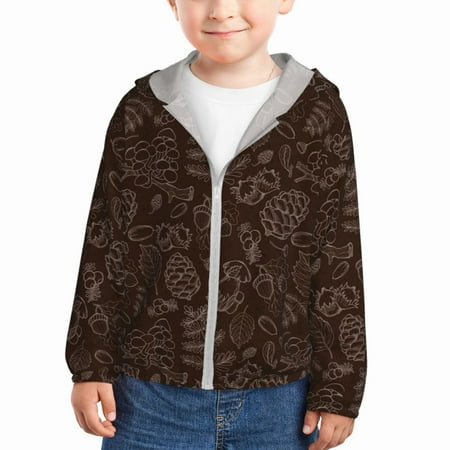 

Gaeub Autumn Brown Plants Print Athletic Sun Protection Hoodie for Kids Long Sleeve Outdoor UV Shirt Running Fishing Top for Boys Girls-4 Years