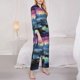 thumbnail image 3 of Balery Fantasy Landscape Starry Night Conjunto de Pijama con Estampado para Mujer, Conjunto de Dos Piezas con Manga Larga, Ropa de Dormir Suave con Bolsillos, Pijamas Cómodos-XX-Large, 3 of 7