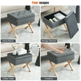 Furniliving Contemporary Button Tufted Storage Ottoman, Linen Vanity