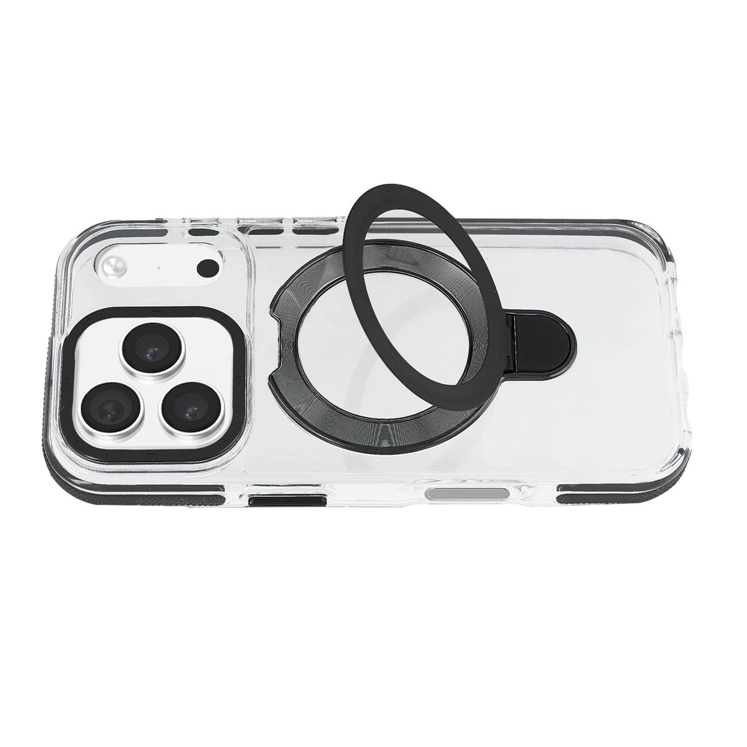 Transparent Case with Wireless Charging Kickstand for iPhone 17 Pro Max - Black